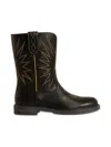 Golden Goose Embroidered Leather Boots In Black