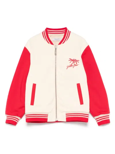 Golden Goose Kids' Embroidered-logo Bomber Jacket In Cream