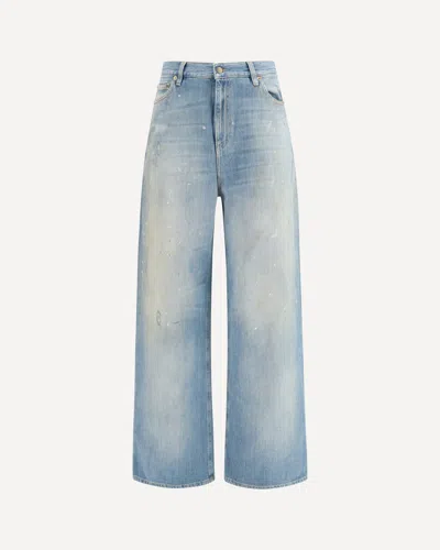 Golden Goose Embroidered Logo Denim Jeans In Blue