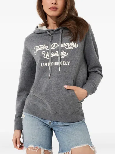 Golden Goose Embroidered-logo Hoodie In Gray