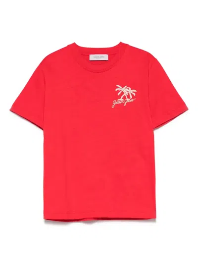 Golden Goose Kids' Embroidered-logo T-shirt In Red