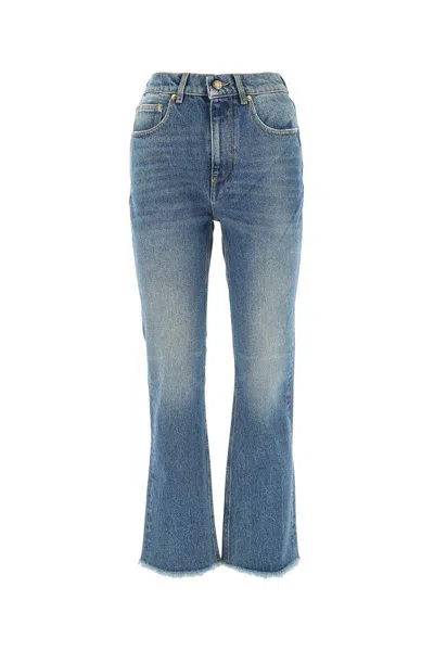GOLDEN GOOSE GOLDEN GOOSE EMBROIDERED PATCH CROPPED JEANS