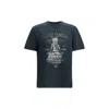 Golden Goose Grey T-shirt With Graphic Print On The Front And Details With Tears In Cotton Man In Black
