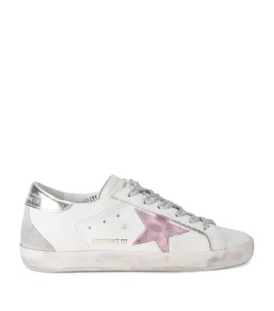 Golden Goose Super-star Leather Upper And Star Suede Toe And Spur Laminated Heel Metal Lettering In Whte