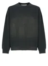 Golden Goose Longline Crewneck Cotton Sweatshirt With Star Accents In Green
