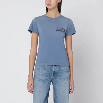 Golden Goose Faded Blue T-shirt With Print On The Chest Women