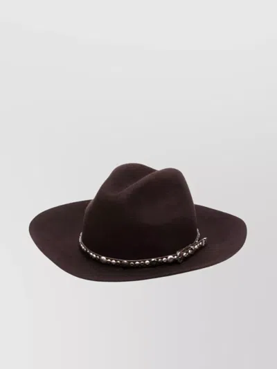Golden Goose Fedora Hat Felt Studded Leather Belt