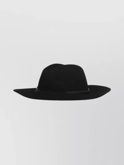 GOLDEN GOOSE FEDORA HAT WITH WIDE BRIM AND LEATHER BELT