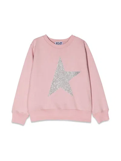 Golden Goose Kids' Felpa Con Logo Glitter In Pink