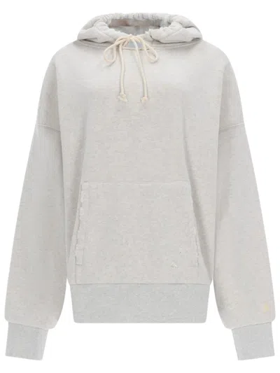 Golden Goose Star Cotton Heathered Oversized Hoodie In White