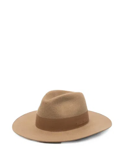 Golden Goose Felt Ribbon Fedora Hat In Neutral