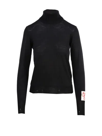 GOLDEN GOOSE FITTED BLACK TURTLENECK SWEATER