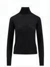 Golden Goose Fitted Black Turtleneck Sweater With Metallic Star Accents In White