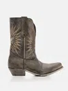Golden Goose Wish Star Black Vintage Effect Texan Boot In Black