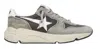 Golden Goose Running Sole In Green Suede With White Leather Star And Heel In Multi
