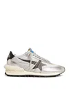 Golden Goose Marathon Running Sneakers In Laminated Leather In Silver