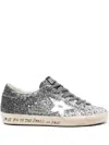 Golden Goose Super Star Glitter Sneakers In Silver And Black Color In Gray