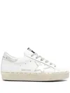 Golden Goose Hi Star Sneakers With Star And Heel Tab In Metallic Silver In White