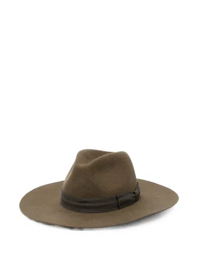 Golden Goose Flat-brim Fedora Hat In Brown