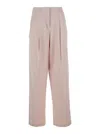 Golden Goose Light Pink Wide-leg Trousers In Wool In Multicolor