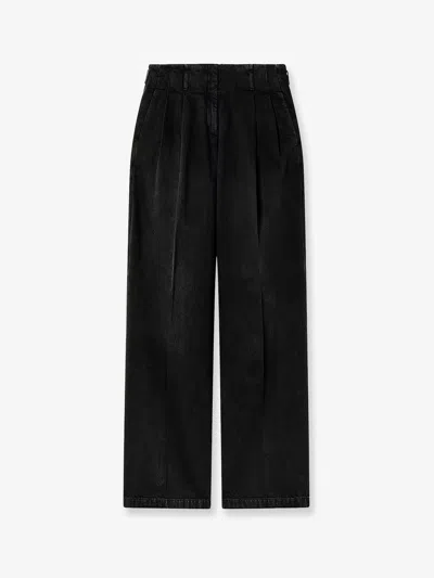 Golden Goose Deluxe Brand Women Flavia Stone-washed Cotton Trousers In Black