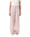 Golden Goose Light Pink Wide-leg Trousers In Wool In Pink