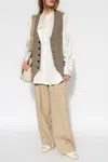 Golden Goose Pleated Wide-leg Wool Pants In Beige