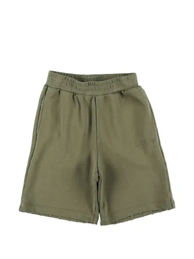 Golden Goose Kids Distressed Sweatshorts In Green