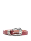 Golden Goose Floral-engraved Buckle Leather Belt In Red