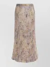 Golden Goose Floral Pleated Midi Skirt Sequins In Brown