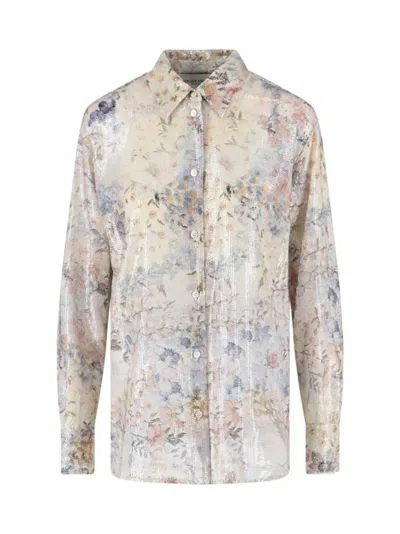 Golden Goose Floral Pleated Shirt - Multicolor In Neutral