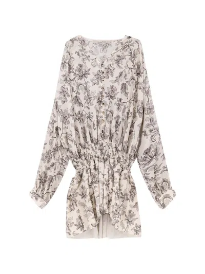 Golden Goose Deluxe Brand Women Short Cotton Dress With Floral Pattern In Multi