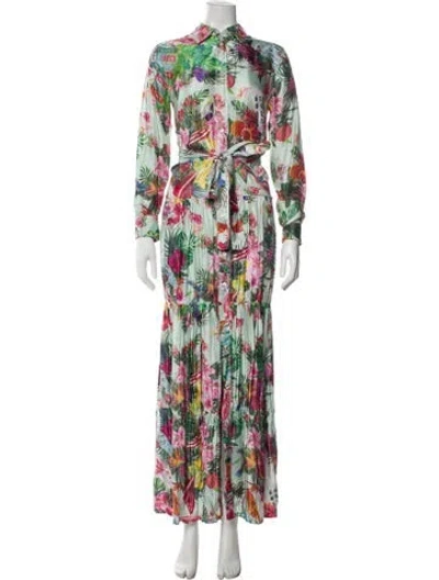 Pre-owned Golden Goose Floral Print Long Dress In Blue