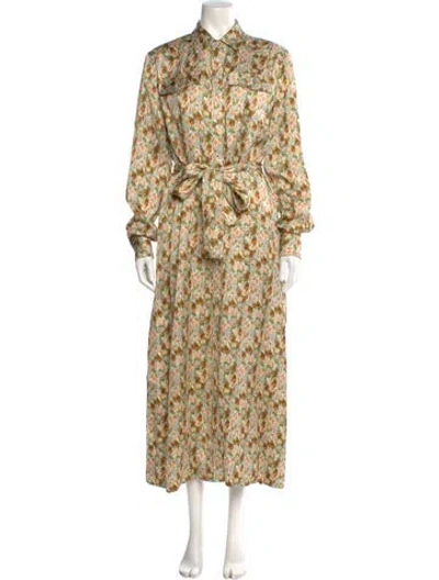 Pre-owned Golden Goose Floral Print Long Dress In Neutral