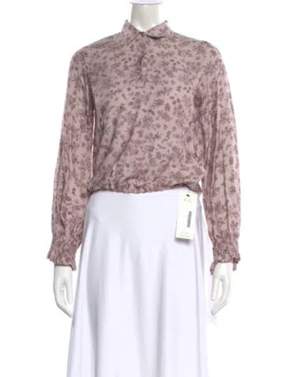 Pre-owned Golden Goose Floral Print Long Sleeve Blouse In Pink