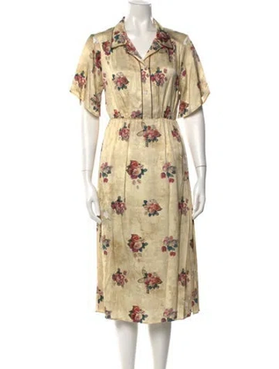 Pre-owned Golden Goose Floral Print Midi Length Dress In Neutral