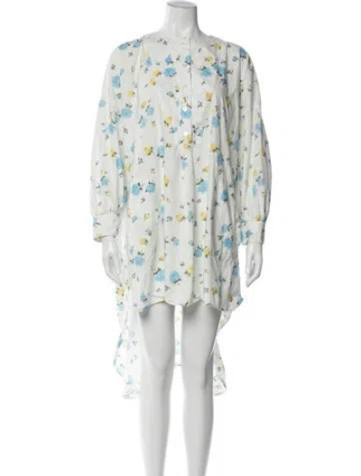 Pre-owned Golden Goose Floral Print Mini Dress In White