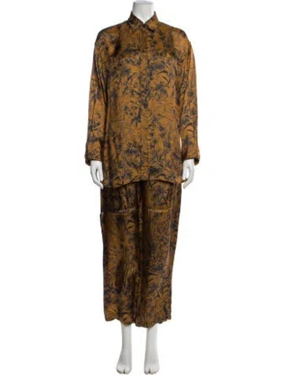 Pre-owned Golden Goose Floral Print Pant Set In Orange