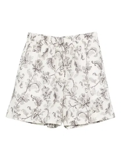 Golden Goose Floral-print Shorts In Gray
