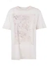 Golden Goose Crew Neck Floral Print Short Sleeves In Neutral