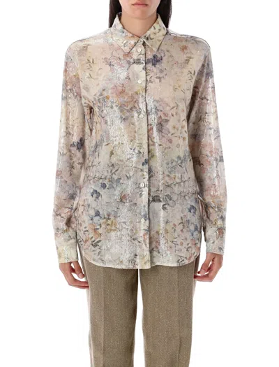GOLDEN GOOSE FLORAL SEQUIN PRINT SHIRT