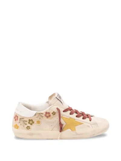Golden Goose Deluxe Brand Super Star Floral Embroidered Sneakers In Metallic