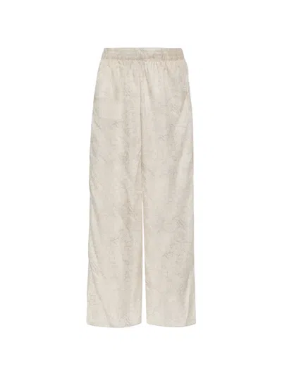 Golden Goose Floral-motif Wide-leg Track Pants In Gray