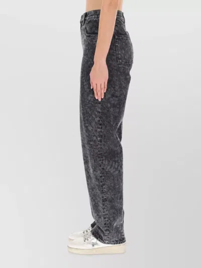 Golden Goose Floral-print Straight-leg Jeans In Black