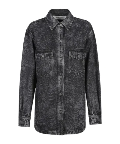 GOLDEN GOOSE FLOWER-PRINT DENIM SHIRT