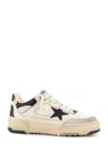 Golden Goose Forty2 Distressed Finish Leather And Fabric Sneakers With Brown Star In White