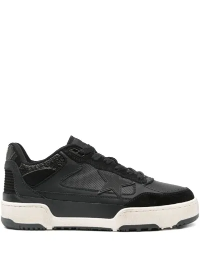 Golden Goose Forty2 Leather Sneakers With Suede Inserts Shoes In Black