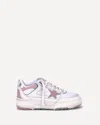Golden Goose Forty2 Distressed Finish Leather And Fabric Sneakers With Pink Star