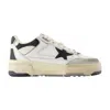 Golden Goose Forty2 Leather Sneakers With Black Star And Heel Tab In White