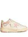 Golden Goose Forty2 Distressed Finish Leather And Fabric Sneakers With Pink Star